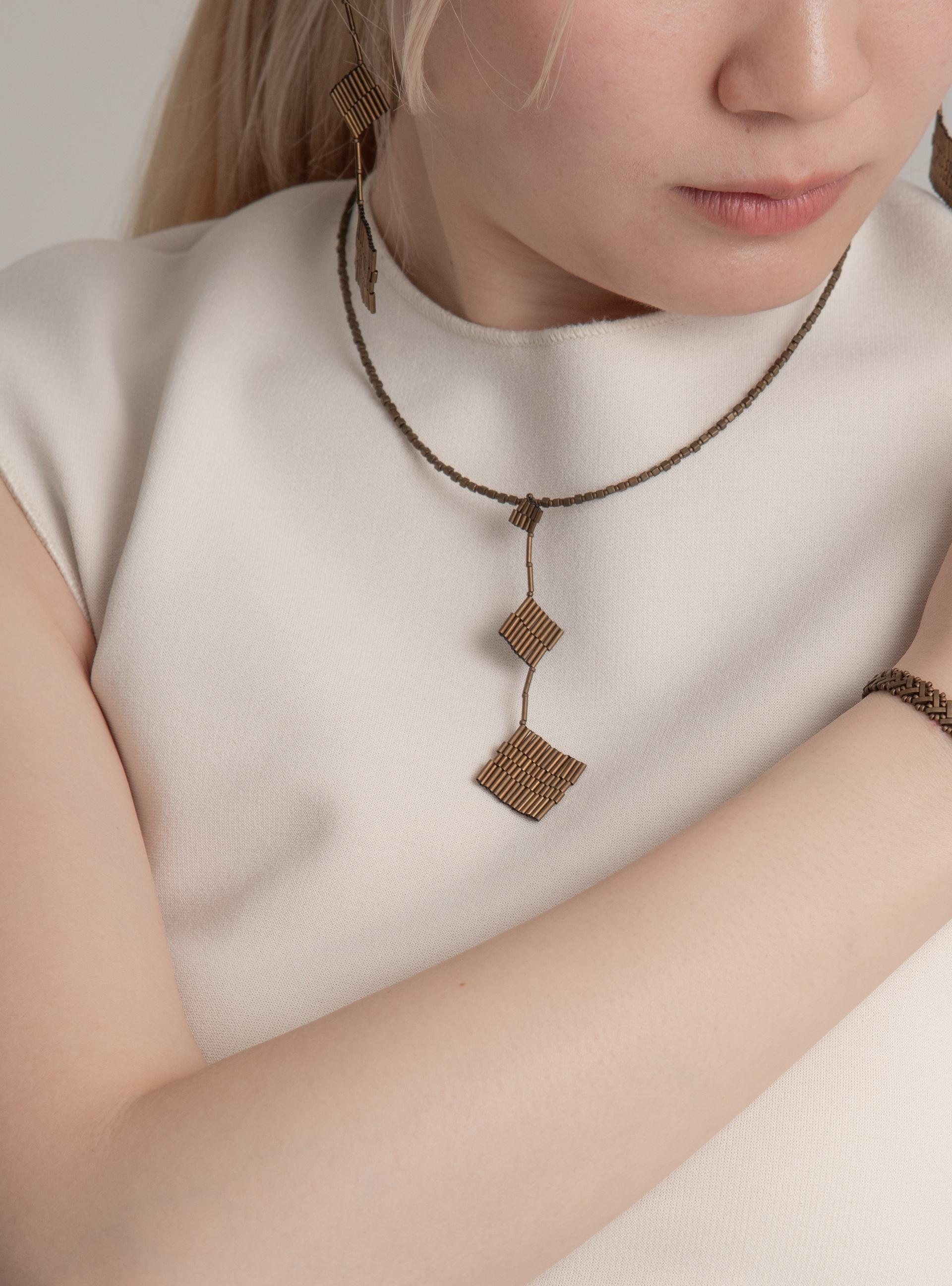 ブロンズビーズネックレス（兆し002-NEC）兆しシリーズ